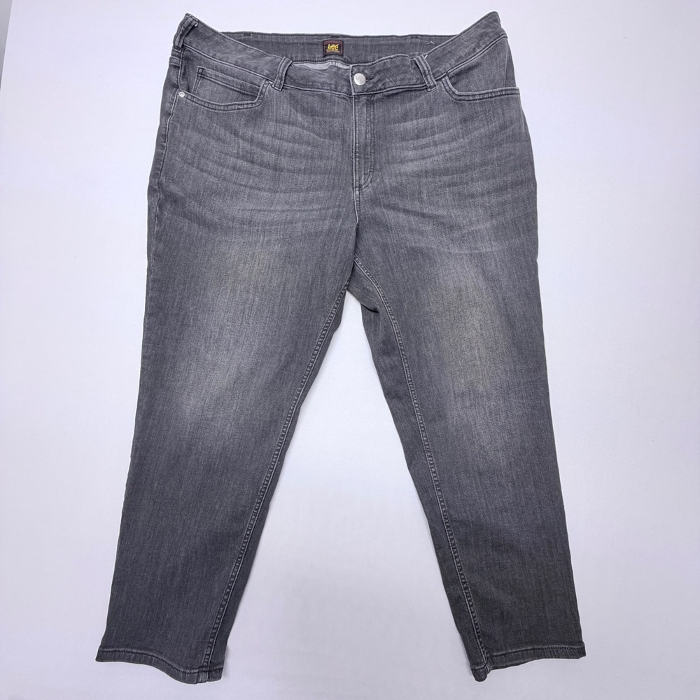 Lee Plus Size 24W Medium Gray Denim Straight Leg Jeans Premium Quality Stretch